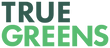 Logo with 'TRUE GREENS' text in green on a white background